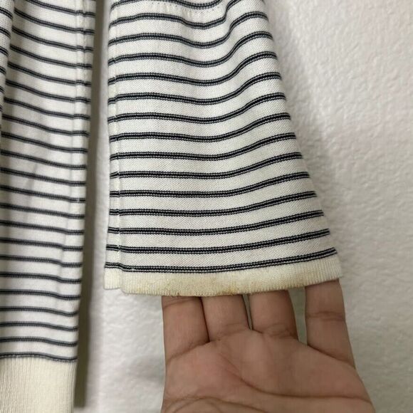 Talbots Sweater Medium Striped Floral Embroidery Beaded Embellish Bell Sleeve - Picture 14 of 16